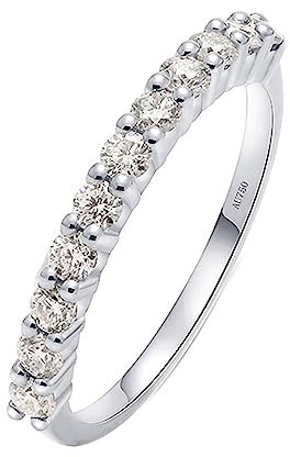 KnSam Weißgold 585 Ring Echtes, Stapelring Diamantring mit Diamant 0.03ct Rundschliff, 14K Hochzeitsring Freundschaftsringe Partnerringe für Damen, Weißgold, Gr.67