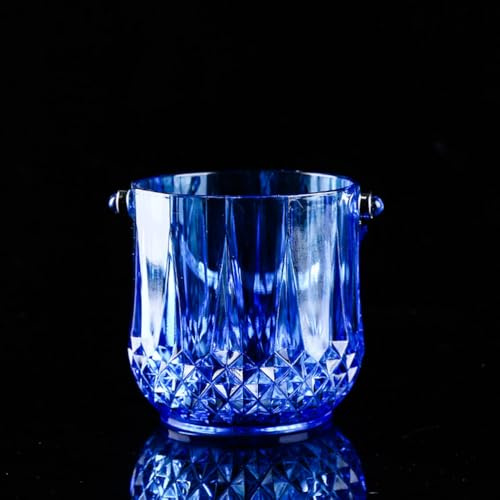 ZYFAB Crystal Acrylic Ice Bucket, Transparent Ice Container Champagne Bucket Diamond Pattern Beer Wine Chiller with Handle for Bar Party KTV,Blue,12 * 13 * 9.2cm