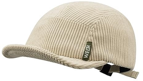 CLAPE Unisex Cap Kurzer Schirm 5 Panel Snapback Basecap Vintage Flat Peak Trucker Cap Warm Winter Cord Kappe Retro Unstructured Baseball Kappe