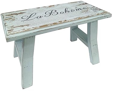 TentHome Vintage Hocker Holz Fußbank Fußstütze Natur Rustikaler Pflanzenhocker Blumenhocker Sitzhocker Kinderhocker Tritthocker Kinder Kleiner Holzhocker für Kinderzimmer Garten Blau