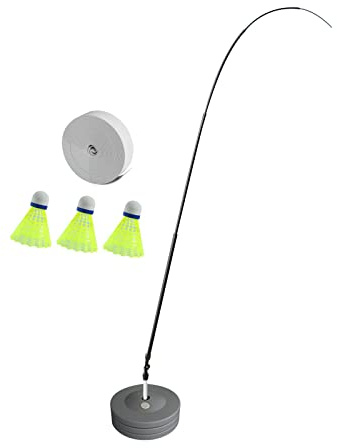 rockible Badminton Training Device for Outdoor Backyard - Improve Your Skills Solo, with 3 Badminton, Telescopic