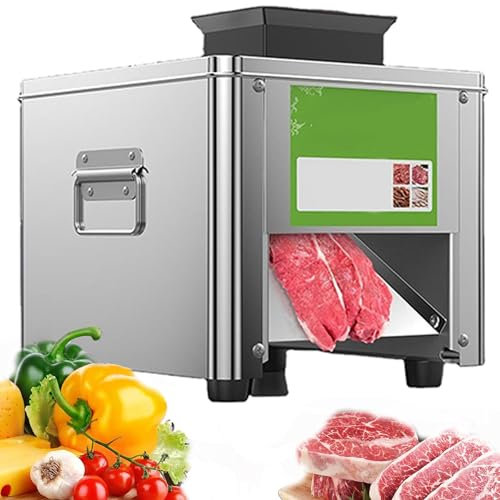 Qiang 850w Cortadora Fiambre Electrico 150kg/H Máquina Cortadora De Carne De Espesor Ajustable 2,5-21Mm para Uso Doméstico Comercial,Fácil De Limpiar,Rebanadas Tiras Cubos,5mm