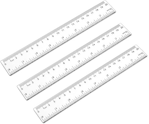 3 Pack 8 Inch Ruler Set Plastic Straight Ruler Transparent Measuring Tool Acrylic Clear Ruler for School Office Student(Transparent)