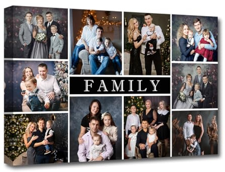 CXHOSTENT Collage Leinwanddrucke mit Ihren Fotos personalisierte Mehrfachbilder für die Wand individuelle Collage Fotoleinwand für die Heimdekoration (A6, 20.00 x 30.00 cms)