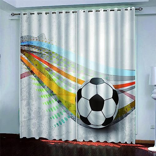 Vorhang, Kinderzimmer, 3D Sport Fußball Kindervorhänge Mit Ösen, Polyestervorhänge, Wärmeschutzvorhang, Blickdichter Vorhang Mit Ösen, Kindervorhäng