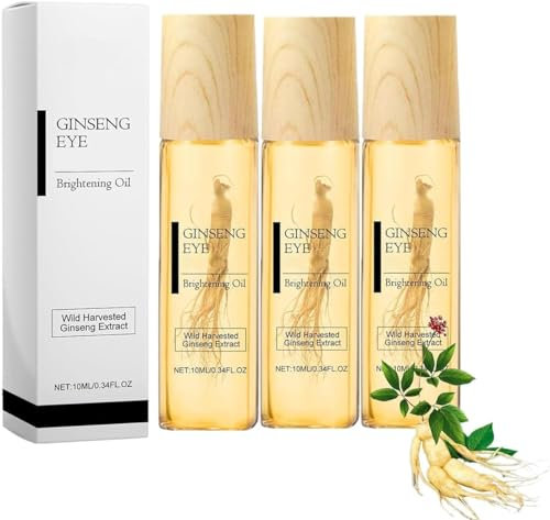 Ginseng Eye Oil Roller,Ginseng Under Eye Roller Oil Essense,Ginseng Extrac Essential Oil Brightening Under Eye Roller for Dark Circles Fine Lines and Wrinkles (3pcs)
