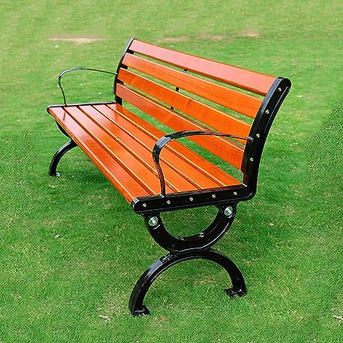 SORVA Gartenbank für die Terrasse mit Rückenlehne und Armlehne, Außenbank aus Metall, Parkbank, Tragkraft 350 kg, 2–3 Sitzplätze, Terrassenbank für Parkterrasse, Innenhof, Pool, Bankstuhl (Größe:
