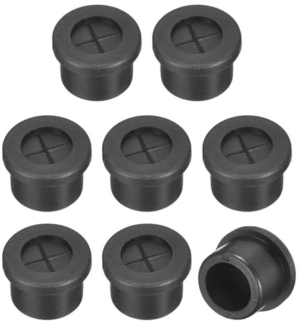 QUARKZMAN 8pz Passacavo per Scrivania, 9/16 Pollici (14mm) Passacavo in Gomma Flessibile Copertura Foro Filo per Organizzatore Cavi Scrivania Computer, Nero