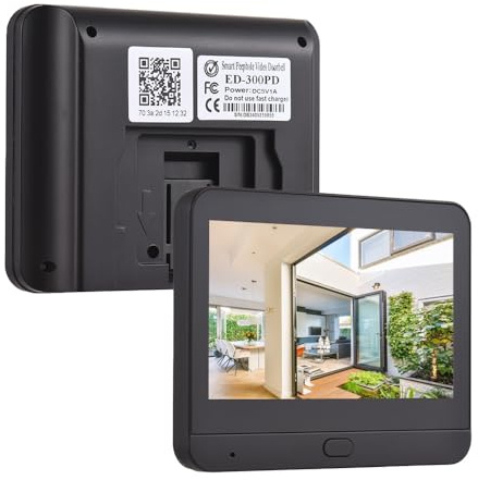 Splenssy Timbre Con Vídeo Wifi Para Apartamento, Cámara Con Mirilla, Pantalla A Color De 4,3 Pulgadas, Visión Nocturna Con Detección De Movimiento Pir 1080p, Gran Angular De 120°, 5000mah