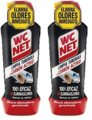 ¿Tuberías lentas? Wc Net Limpia Tuberías con Carbón activo es la solución. Eficaz con restos de jabón y grasas. 665 + 35ml gratis (Paquete de 2)
