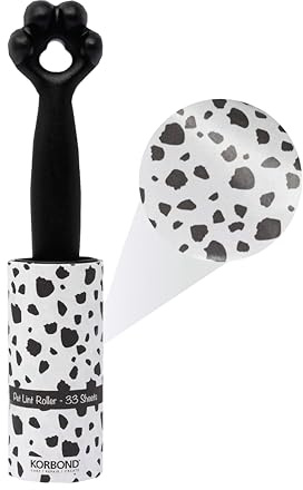Korbond Pet Lint Roller - LIMITED EDITION - 33 Dalmatian Printed Sheets - Lemon Scented Adhesive Pet Hair Remover Roller - Sticky Roller for Clothes - Dog Hair Remover