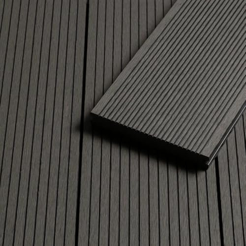 HORI WPC Terrassendiele Grau | Terrassenplatten | beidseitig verwendbar | Terrassenboden | Dielen | WPC Holzfliesen | Terrasse Garten Balkon | Mauritius | Dielenlänge: 2200 x 140 x 20 mm