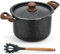 NutriChef Olla para Pasta de 5qt con Tapa Coladora y Tenedor para Pasta | Olla de Cocina Anti-Adherente | Tapa Bloqueable, Mangos Resistentes al Calor | Distribución Uniforme del Calor