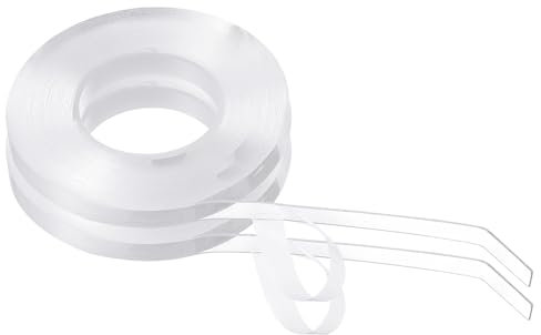 QUARKZMAN 2pz Nastro Nano Biadesivo Trasparente 500cm x 0.8cm x 1mm Nastro Adesivo Rimovibile Multiuso Lavabile Impermeabile per Appendere Quadri a Parete Tappeti Poster