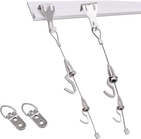 bilderschienen aufhängesystem Einstellbar Hochbelastbar Bilddraht-Aufhängeset 120kg, Galerie Schiene Hardware Für Wohnzimmer/ Kunstausstellungen, Hängende Fotoanzeige Wanddekoration(56/142.2cm rail,9