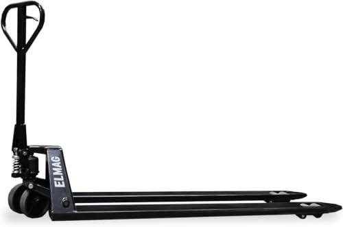 Elmag Handhubwagen lang HWL 2500 Hubwagen 2000 kg Tragkraft, 1800 mm Gabellänge, 540 mm Gabelbreite Palettenwagen mit Gummirädern & Polyurethan-Tandemrollen Gabelhubwagen für mühelosen Transport