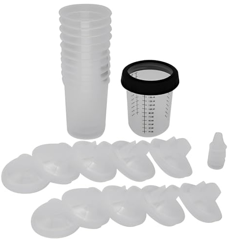 Pistolet de peinture pour peinture automobile – Gobelet mélangeur de peinture automobile, pulvérisateur de peinture de voiture | 5 outils mélangeurs avec anneau de support, 10 couvercles avec