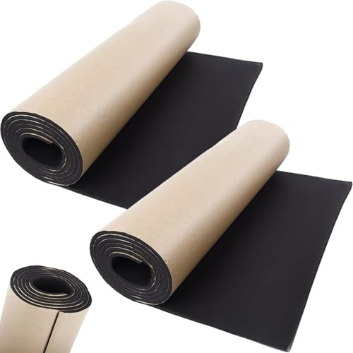 Foam Insulation, 2Pcs Car Sound Deadening Material, 19.7x78.7 Inch Waterproof Insulation Foam, 3 mm Thickness Heat-Proof Sound Proofing, Self-Adhesive Roll for House, Roof