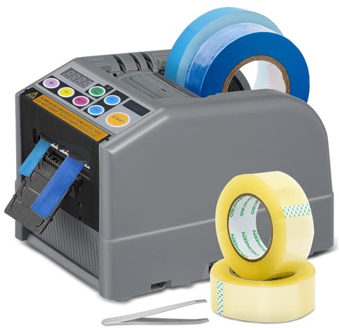 Yigowyigo Automatic Tape Dispenser, Electric Tape Cutter Machine for Tape/Ribbon Width 6-60mm, 999mm MAX Cutting Length, Adhesive Cutter with Antislip Silicone Gear for Sticky Tapes (2025 ZCUT-9 Gray)