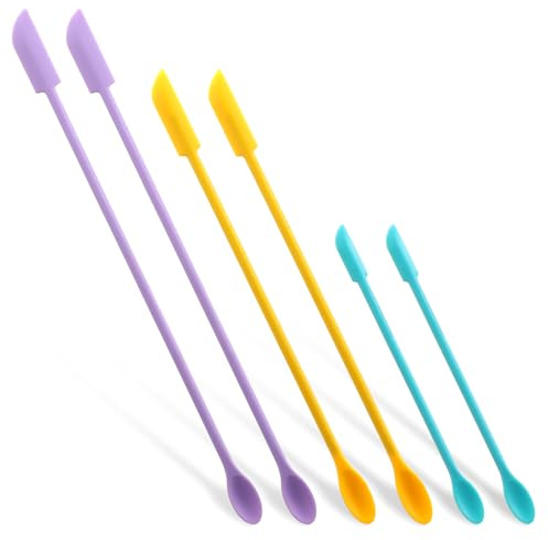 Classicseali 6pcs Mini Silicone Spatula, Small Silicone Spatula Set for Cosmetic Bottle and Kitchen Jar, Multicolor Makeup Spatulas for Beauty and Kitchen, Tiny Scraper for Cosmetic