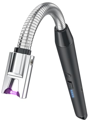 MIIVII Accendino elettrico ricaricabile USB, lungo collo flessibile, antivento, senza fiamma, accendino ad arco per candele, campeggio, fornello (nero)