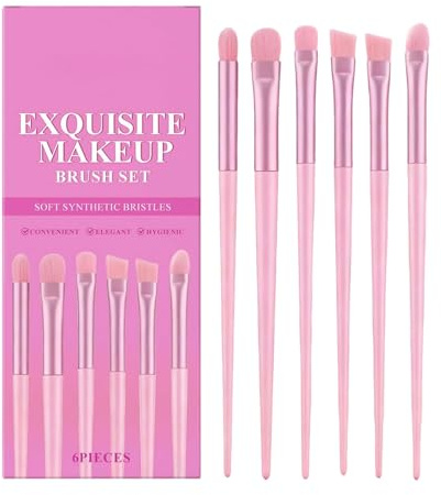 Set De Brochas Para Maquillaje De Ojos 6 Piezas De Detallado Con Cerdas | Set De Brochas Para Maquillaje Facial Y Sombra De Ojos Para Mezcla De Polvo Y Crema Para Mujeres Y Niñas