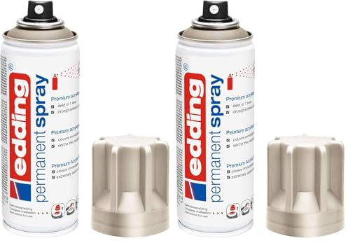 edding 5200 Permanent-Spray - champagner gold matt - 200 ml - Acryllack zum Lackieren und Dekorieren von fast allen Materialien z.B. Glas, Metall, Holz, Keramik, lackierb. Kunststoff - Sprühfarbe