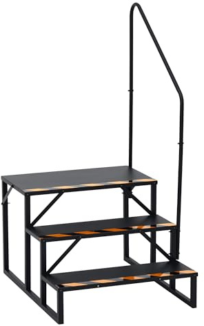 Stabile 3 Stufige Mobile Außentreppe Mit Handlauf Für Wohnwagen & Camper – rutschfeste Stahltreppe Bis 300kg Tragkraft, Ideal Für Wirbel, Terrasse & Außenbereich