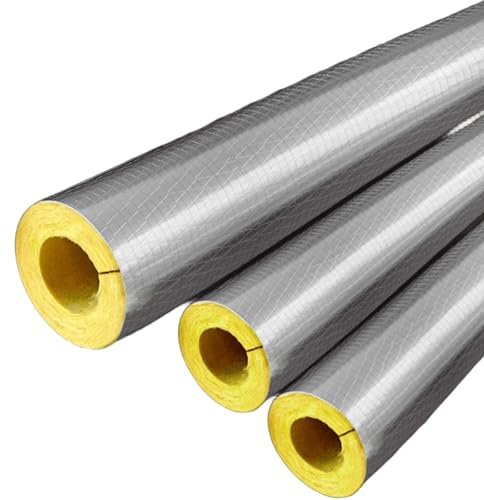 Isolation pour Tuyaux de Chauffage Tuyau Isolé en Laine de Verre Coupable À La Longueur Souhaitée pour Isolation Des Tuyaux, Équipements de Fitness(ID 1-1/16 x T 2 x L 3.3ft)