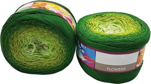 2x250g Ilkadim Export Flowers Bobbel Wolle (500g) – Farbverlaufsgarn 2000m – Baumwolle & Polyacryl Strickgarn Häkelgarn 4-fädig Gradient Yarn Cake (grün kiwi weiss 283)