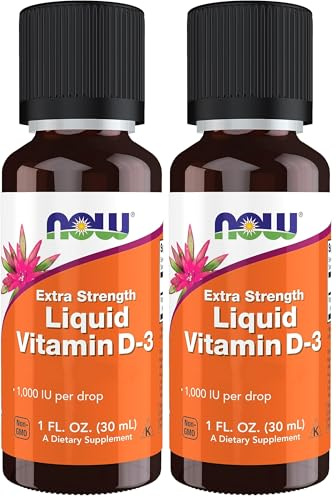 Now Foods, Liquid Vitamin D3, 1.000 IU, 30ml, Gocce di Vitamina D dalla Lanolina, Testate in Laboratorio, Senza Soia, Senza Glutine, non OGM (Confezione da 2)