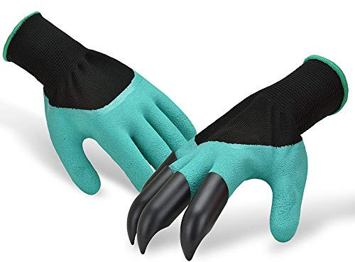 Genie Gloves Garden with Claws Gardening Yard Work Gloves for Digging Planting Rose Pruning 2 Pairs