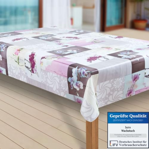 laro Wachstuch-Tischdecke Abwaschbar Garten-Tischdecke Wachstischdecke PVC Plastik-Tischdecken Eckig Meterware Wasserabweisend Abwischbar |66|, Muster:Orchidee, Größe:100x140 cm
