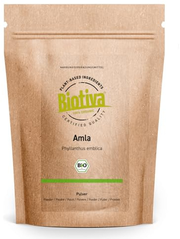 Amla Pulver Bio 250g - Phyllanthus emblica - indische Stachelbeere - ohne Trennmittel - ohne Füllstoffe - abgefüllt und kontrolliert in Deutschland - Biotiva