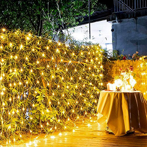 LARS360 LED Lichternetz 6x4m 480LEDs Außen und Innen Lichterkettenvorhang mit 8 Leuchtmodi Warmweiß Lichterkettennetz IP44 Wasserfest mit Stecker für Weihnachten Halloween Hochzeit Party
