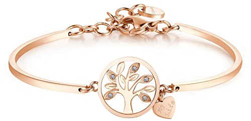 Brosway Bracciale Donna, Bracciale Rigido in Acciaio e Cristalli con Simbolo Albero Della Vita | Collezione Chakra - BHK401