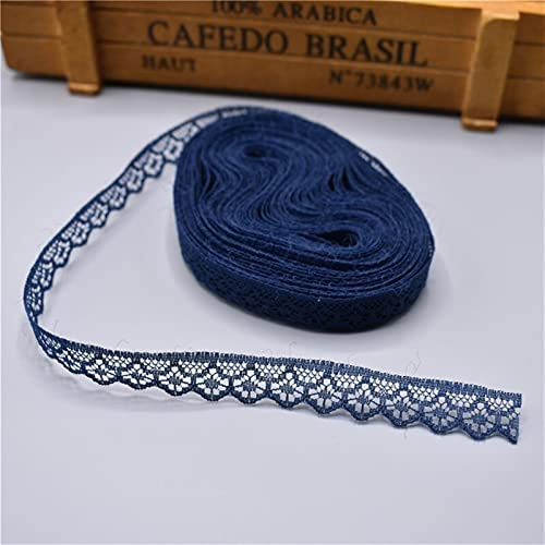 ALXY Dentelle, macramé, Ficelle 10 Verges Ruban Dentelle Bande Largeur 14mm Garniture en Tissu brodé Bricolage for la Couture Robe de Mariage Tissu de Dentelle décoration (Couleur : Navy)