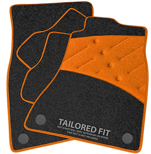 Car Mats to fit Dacia Duster II [WITHOUT PASSENGER DRAW] (2017-2024) Charcoal Carpet with Orange Ribbed Trim & Orange Full Width Heel Pad [2541]