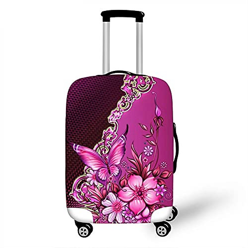 Morbuy Elastisch Kofferhülle Kofferschutzhülle Anti-Kratzer Staubdicht Kofferüberzug Luggage Protector Cover Kofferbezug Reisekofferabdeckung (Pinke Blume,XL)