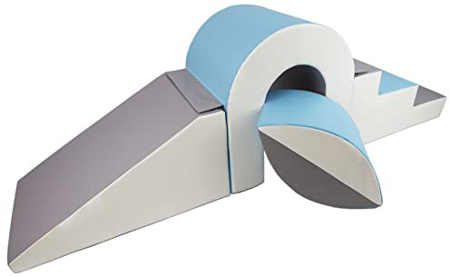 Brücke-Set 4 Großbausteine Schaumstoffbausteine XXL-Softplay-Spielbausteine (Farbe: weiß, hellblau, grau)