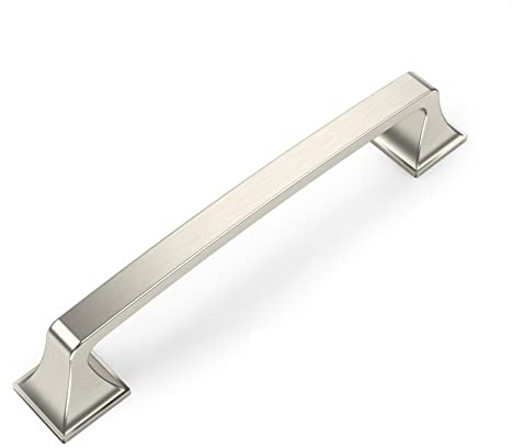 Amerdeco 6 Stück Möbelgriffe Gebürsteter Nickel 160mm Lochabstand Zinklegierung Griffe für Küchenschränke Schrankgriffe Schubladengriffe Türgriffe für Küchenschränke Kleiderschrank UK0015