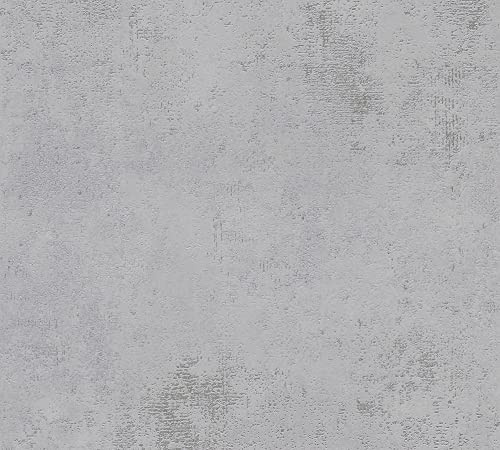Strukturtapet ljusgrå silver A.S. Création THE BOS 388323 fibertapet metallisk effekt 10,05 m x 0,53 m Made in Germany