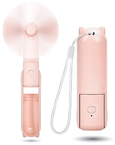OHLGT Mini Fan Handheld, 3 Speeds Rechargeable Quiet Mini Handheld[9-15 Working Hours], Portable USB Small Pocket, Personal with Power Bank for Travel, Outdoor or Indoor Pink