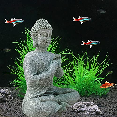 ZYWUOY Harz Stein Aquarium Dekorationen, Garten Ornament Sitzen Buddha Harz Stein Zen Effekt Outdoor Indoor Statue