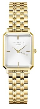 Rosefield Octagon XS Damenuhr – Goldarmband – Damen Uhr mit Weißem Zifferblatt – Edelstahl – 3ATM Wasserfest – Eleganter Alltag Luxus