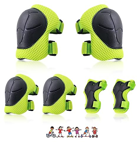 NEOVSUNY Protection Roller Enfant, Genouillères Enfant Ensemble d'équipement de Protection pour Le Patinage à roulettes, Scooter, Roller, Skateboard, Vélo, Ski, pour Enfants Filles Garçons 3 à 8 ans