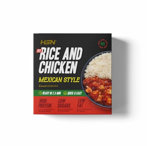 Plato Preparado Fit Arroz con Pollo en Salsa Picante estilo Mexicano de HSN | 420 gramos | Listo para Calentar y Tomar | Alto en Proteínas, Bajo en calorías | Comida Sana y Rica