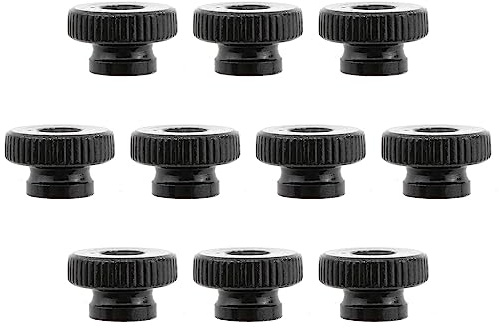 MEETOOT 10pcs Knurled Thumb Nuts M5 x 0.8mm Black Metal Round Knobs Hand Nuts for 3D Printer Parts