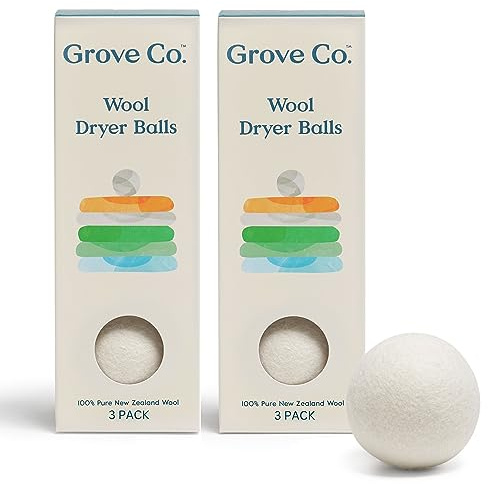 Grove Co. Wool Dryer Balls, Reusable Laundry Balls for Dryer, 100% New Zealand Wool, Reduce Drying Time, Wrinkles & Static, Sustainably Designed Laundry Essentials, Hypoallergenic, Unscented, 3 Pack