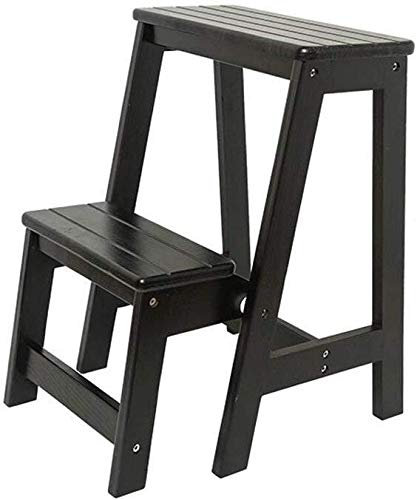 CASEGO Tragbare Holzleiter, wendbar für Lagerung, ausgewähltes Massivholz, robust und langlebig, stabile Tragkraft, 150 kg (schwarz)
